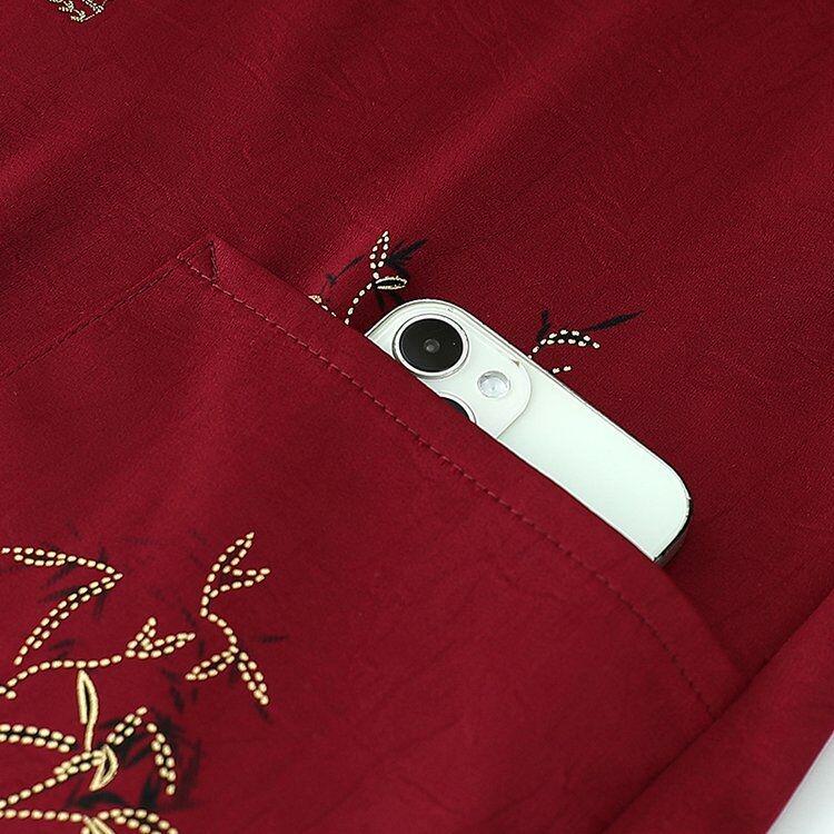 Grandma's Summer Two-Piece Set: Seven-Point Sleeve Shirt for Middle-Aged and Elderly Women