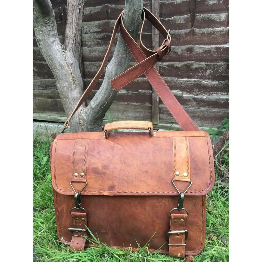Leather Bag Laptop Messenger Briefcase Satchel Handmade Men's Vintage Genuine