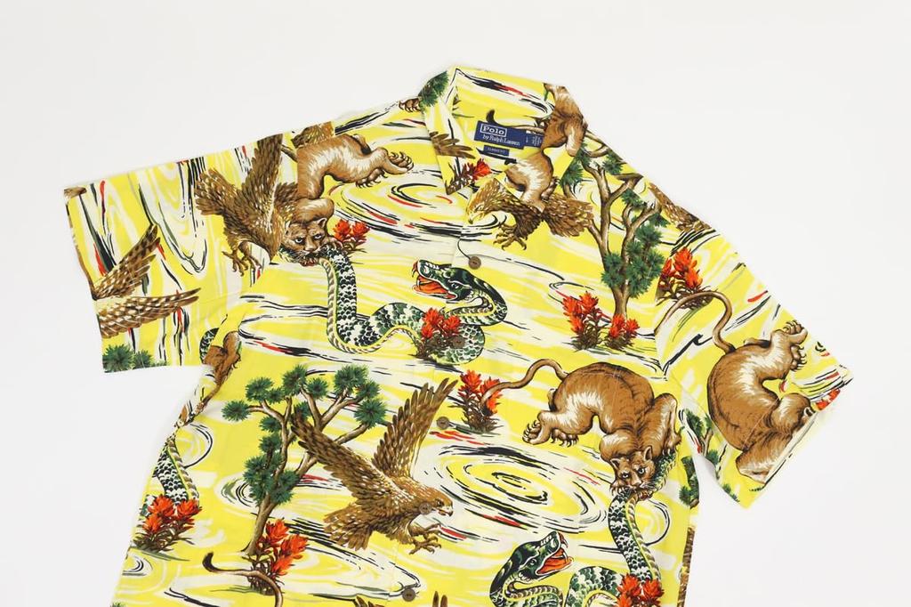 Polo Ralph Lauren Classic Fit Vintage Rayon Short Sleeve Aloha Size Multi 0104553 Men's Shirt, XL, (Yellow), [Used]