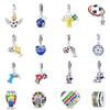S925 Silver Football Theme Beaded Bracelet Necklace DIY Jewelry Set Adjustable Sports Style Accessories