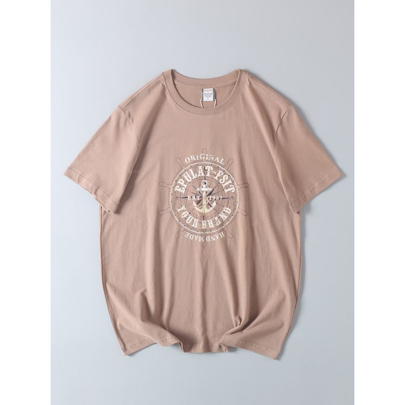 Export Export Balance Cargo with Logo Cut off Summer Men All Cotton Loose American Casual Print round Neck Underwear Short-Sleeved T-shirt