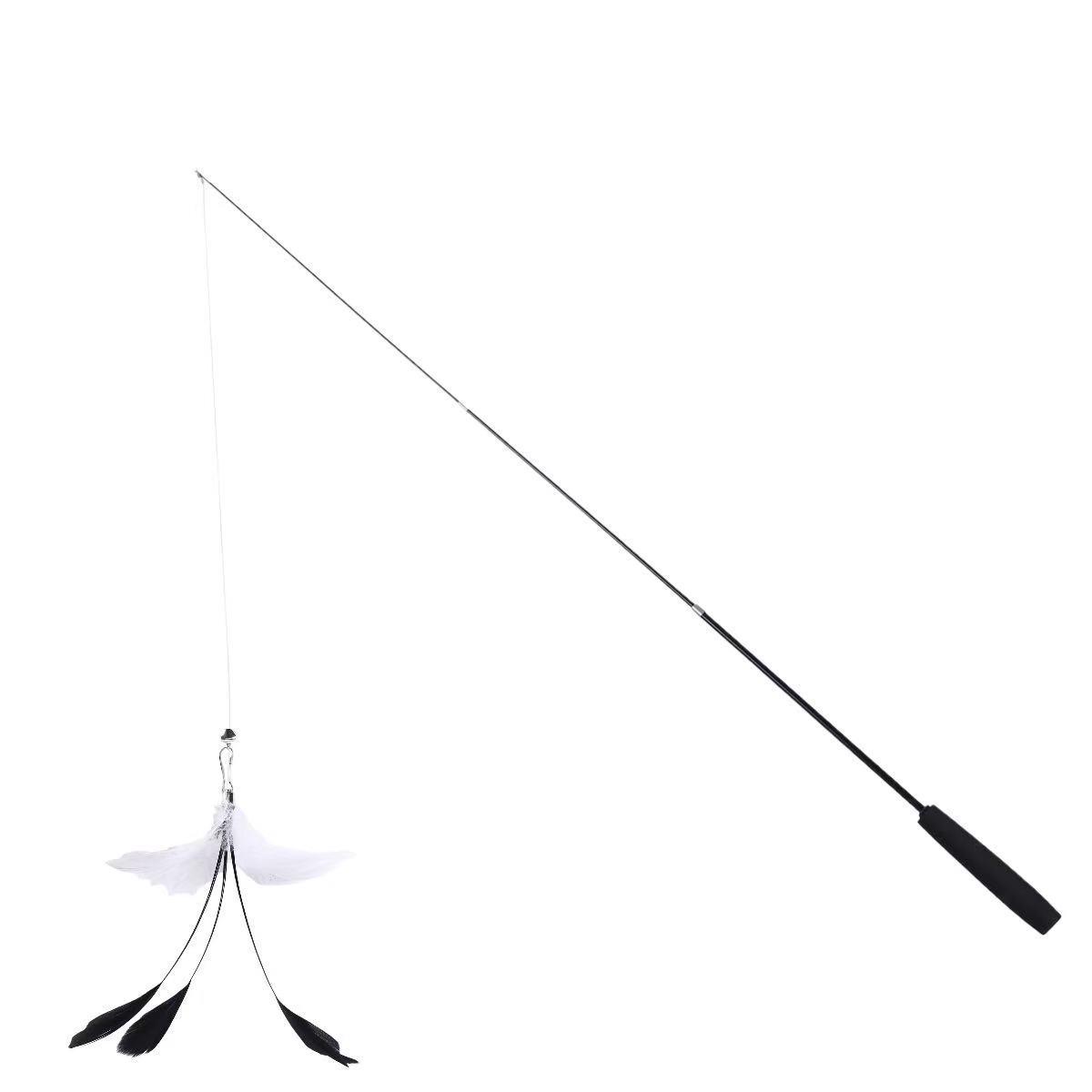 Retractable 1.2M Cat Teasing Rod with Feather & Bell - Bite-Resistant Entertainment Toy