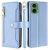 For Motorola Moto G35 5G Leather Case Zipper Pocket Wallet Phone Cover with 2 Straps