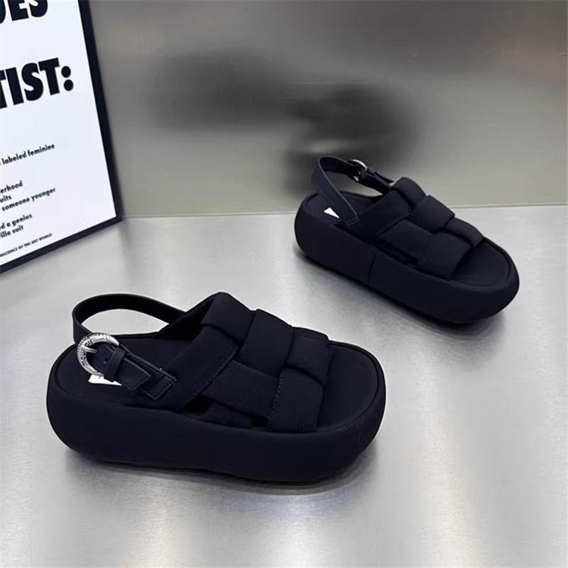 Thick-soled cool slippers summer new woven outer wear versatile soft-soled sports beach shoes