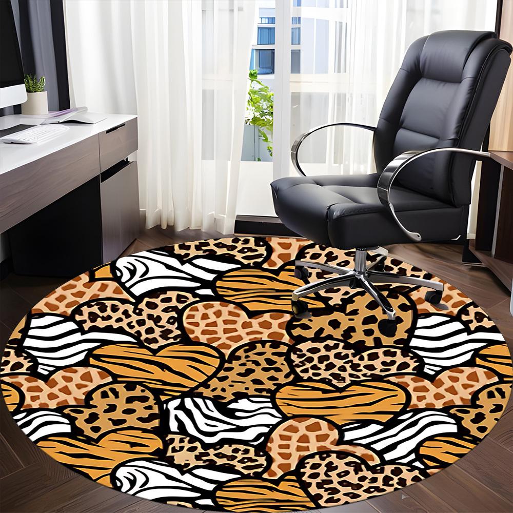 1pc Animal Prints Office Round Rug, Carpet for Office, Gaming, Lightweight Round Floor Mat yy260205005