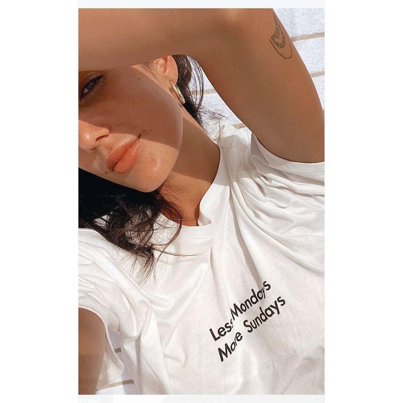 

Less Mondays More Sundays Short sleeve T-shirt Women 2025 Summer New Plus size Half Sleeve White XXL
