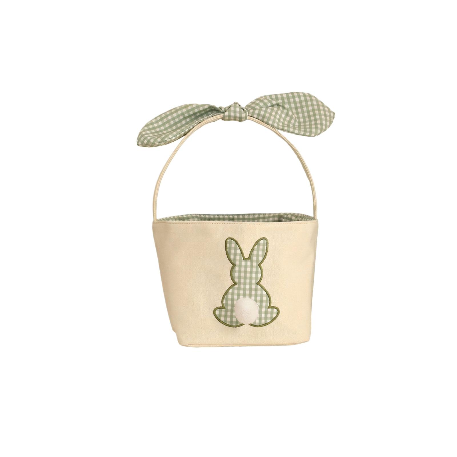 

Easter Storage Basket with Bunny Decoration Fabric Handle and Soft Cotton Material for Seasonal Organization and Home Use One Size зелёный