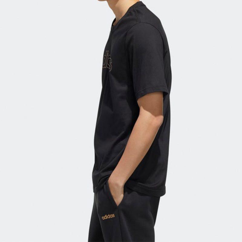 Adidas T Shirts Men's Black Crew Neck Moderate Straight Fit FM3441