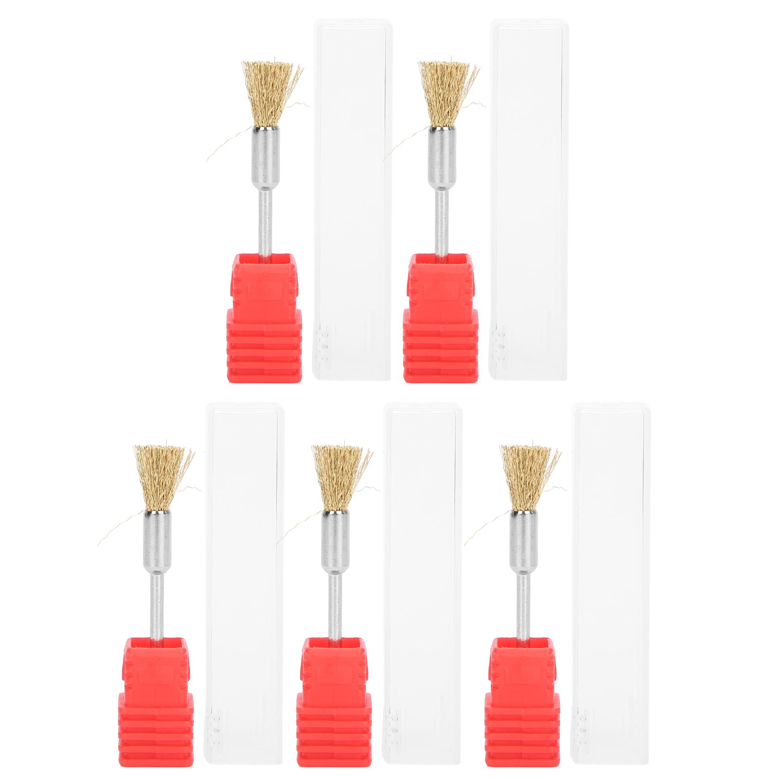 

5 шт. Щеточка для чистки сверл для ногтей, латунная проволока, шлифовальная головка, щетка для чистки, маникюрный инструмент