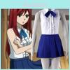 Bezauberndes Anime Fairy Tail Erza Scarlet Alltagsuniform Rock Cosplay Kostüm Outfit