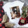 Kawaii Cartoon Merry Christmas Tree Graphics Women T-Shirts 90S Summer Short Sleeves Loose Round Neck Female Y2K Tops