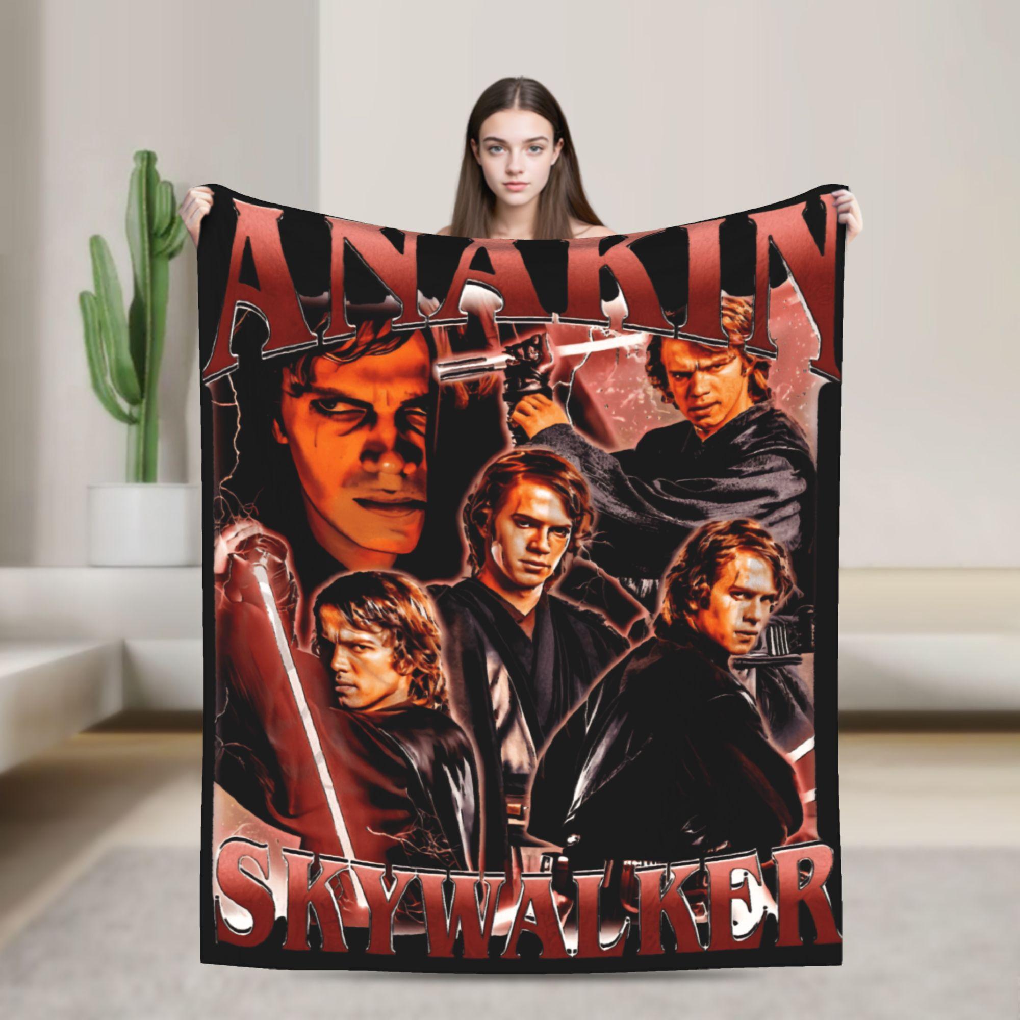 Vintage Anakin Skywalker 90s Flannel Blanket  Warm Soft Throw Blanket for Home Decor Picnic Funny Bedspread Sofa Bed Cover 75x90cm
