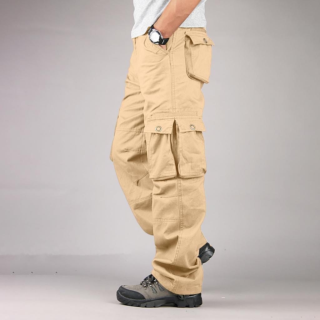 Men's Loose Casual Multi-pocket Work Pants,  Waist Drawstring  Pants
