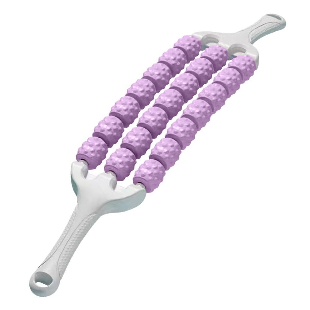 

Портативная трехрядная массажная палка для йоги, изогнутая, нескользящая, фасциальная палка, массажный ролик для тренировок, расслабления мышц, тела фиолетовый