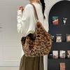 Yogodlns Leopard Print Tote Bag for Women, Soft Handheld Plush Shoulder Bag, Stylish Fall Winter Crossbody Purse & Shopper Bag