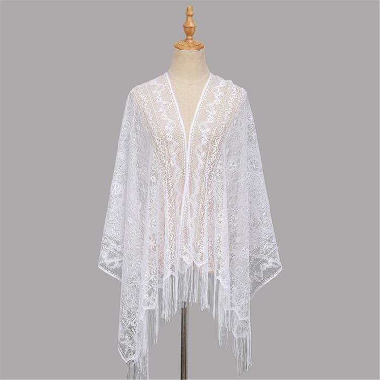 Elegant Lace Shawl Hollowed Shoulder Wrap Scarf Covering With Tassels Great For Female Various Occasion and Outfit