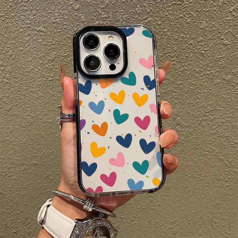 Fashion ins wind tpu transparent mobile phone case apple 16promax color love iphone17 soft case protective case