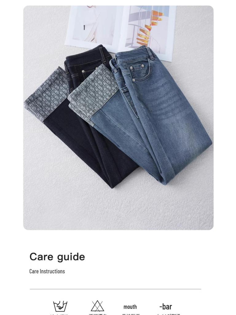 2025 New Spring Women's High-Waisted Blue Slimming Harem Jeans - Cuffed, Cropped, and Loose-Fit Cigarette Pants