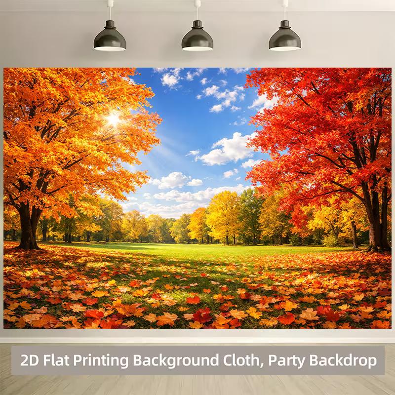 2D Vibrant Colorful Autumn Leaves Nature Backdrop Cloth