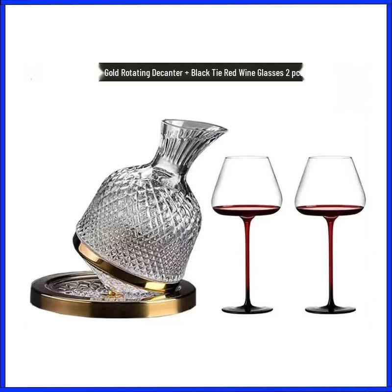 Rotating Burgundy Wine Decanter & High-Stemmed Glass Set