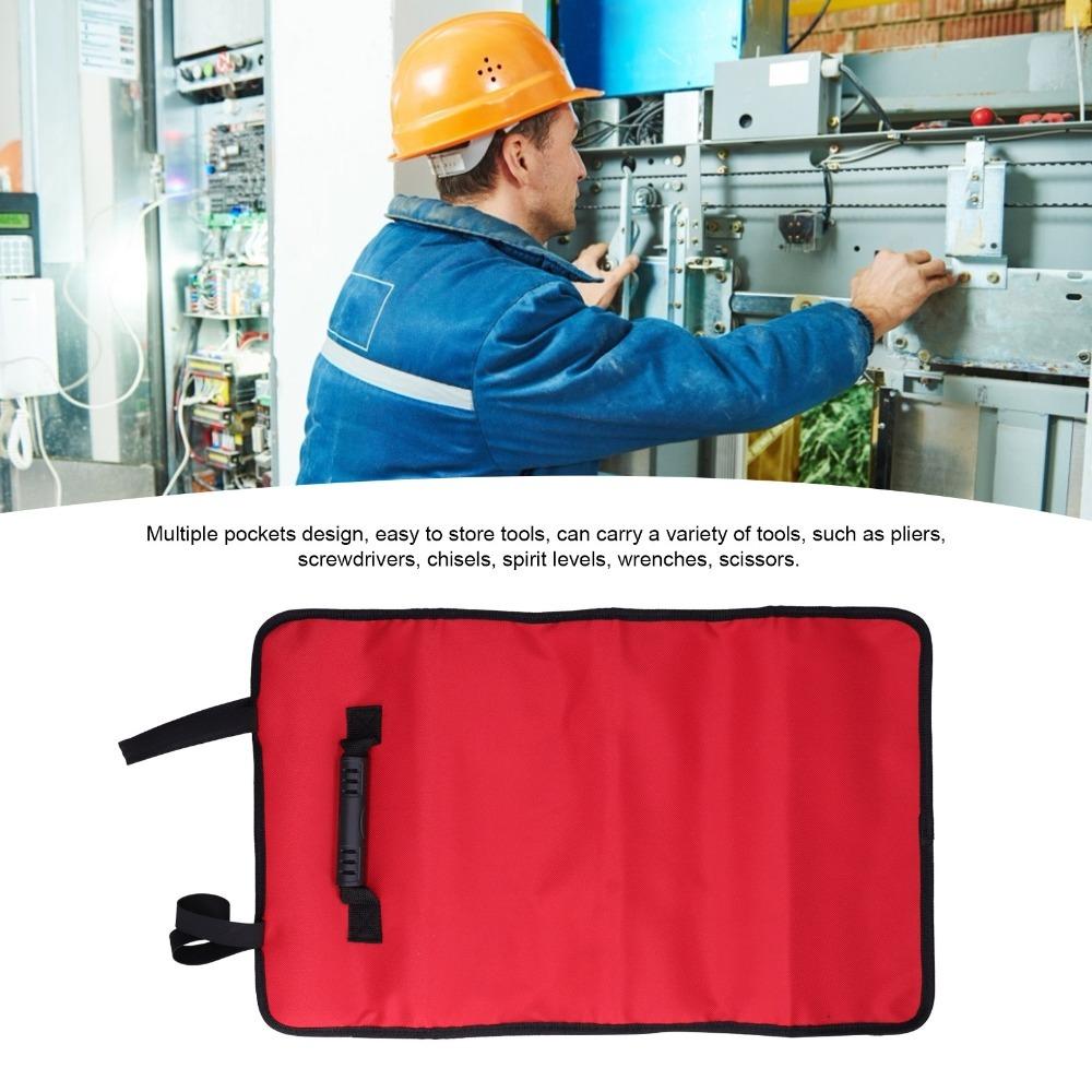 

Portable Reel Type Tool Bag Oxford Cloth Tool Pouch Organizer Durable Tool Roll Bag Plumber красный