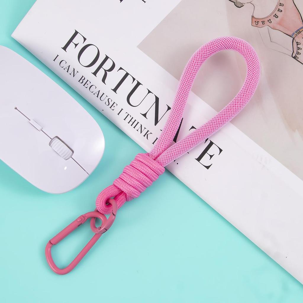 Colorful Mesh Short Lanyard with Braided Polyester Rope Keychain Pendant