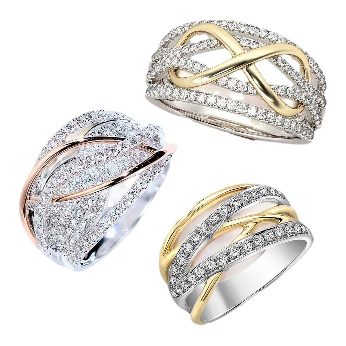 

Экологичное двухцветное кольцо «Восьмерка» с изысканным линейным дизайном Size 10