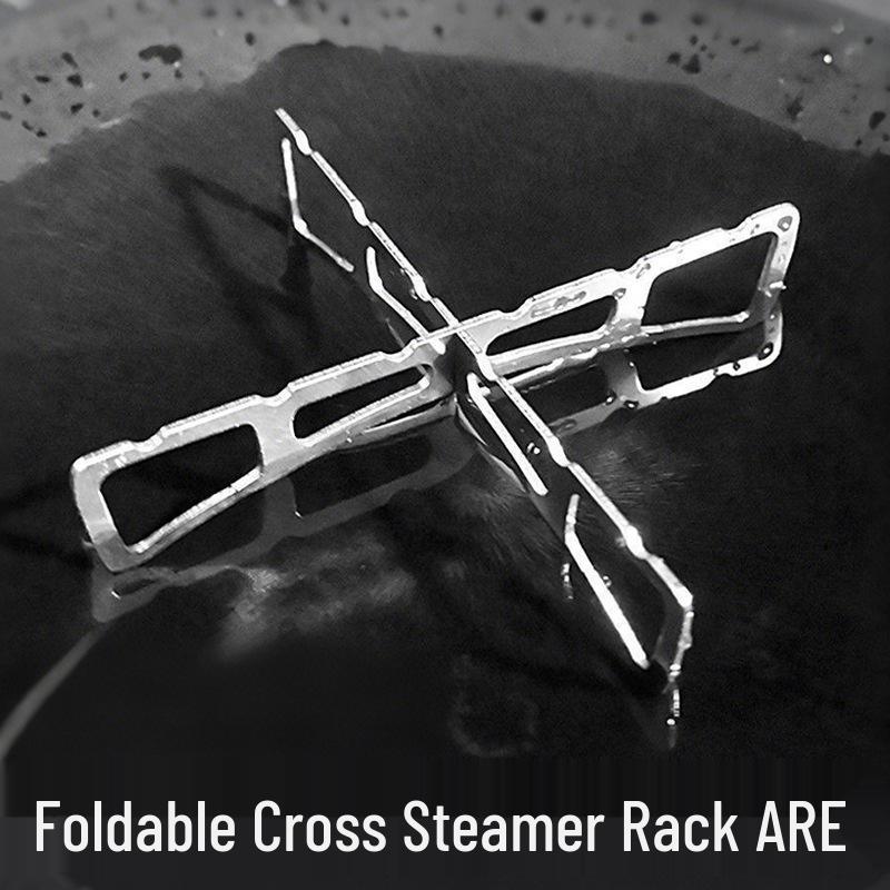 Portable Stainless Steel Steaming Rack for Outdoor, Camping, and Home Use Foldable Cross Steaming Rack
