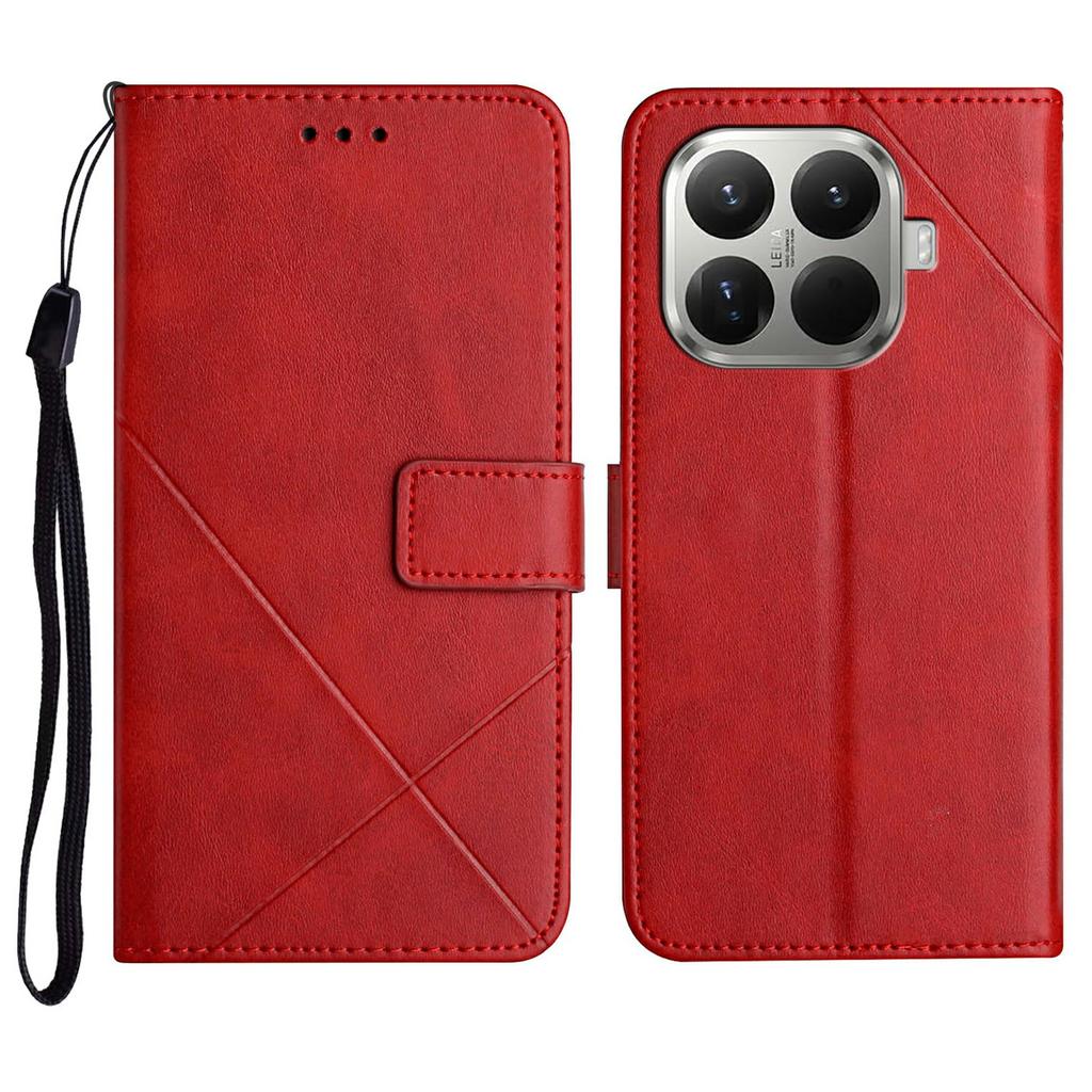 For Xiaomi 15T Pro Case Line Pattern Wallet Leather Phone Cover with Wrist Strap
