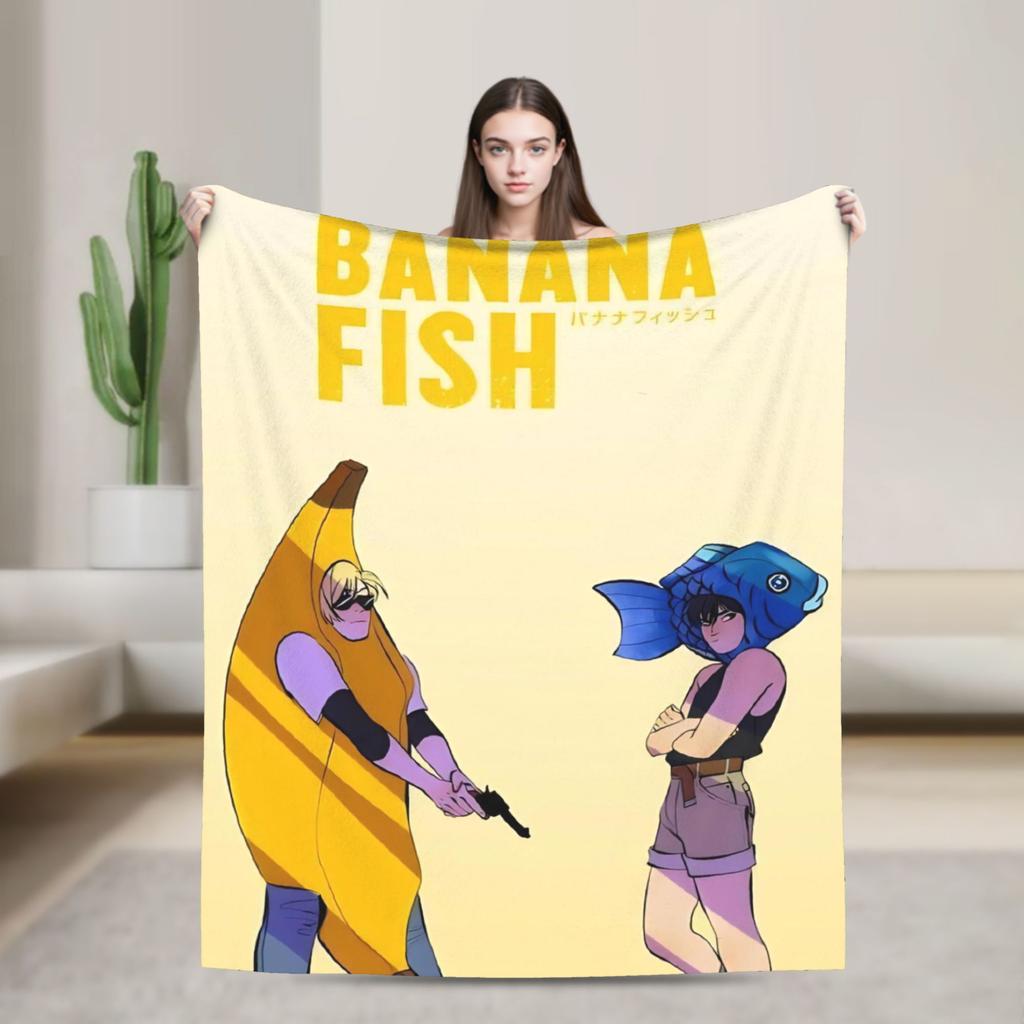 Banana Fish Anime Merch Blanket Warm Cozy Fluffy  Throw Blankets for Sofa 50x60 Inches Multi-size Bedspread