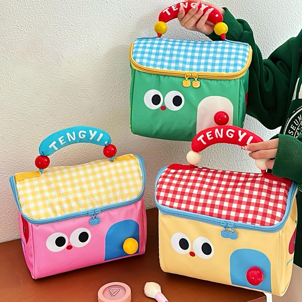 1pc Cute Cottage Makeup Bag Large Capacity Multifunctional Fresh-Keeping Insulated Lunch Box Bag Handbag Beauty Bag