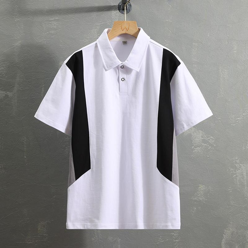 

Men s Color Block Short Sleeve Polo Shirt, Casual Top with Contrast Panel Detail, Regular Fit Streetwear Style for Daily Wear M