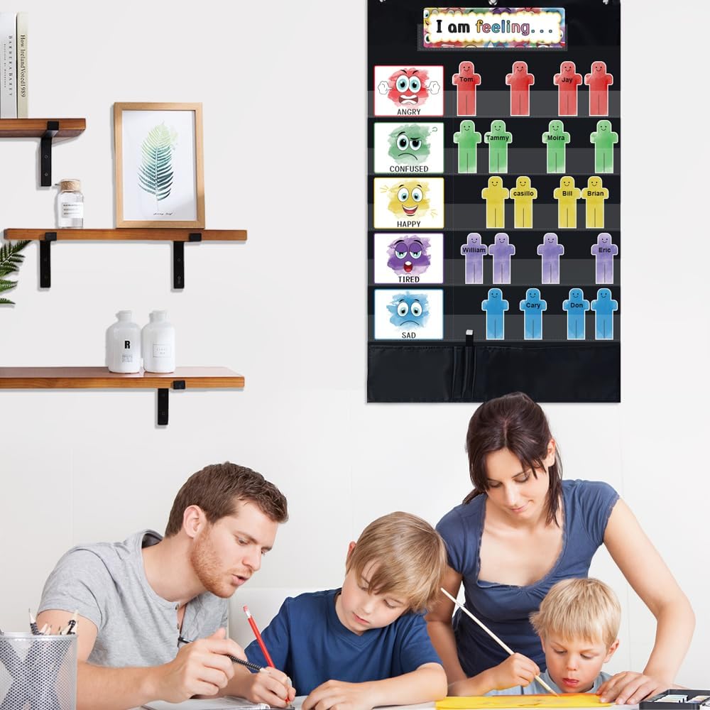 Feeling and Emotions Pocket Chart for Classroom Management Feelings Emotions Tracker for Kids Toddler Back to School Supplies Recognition Tool