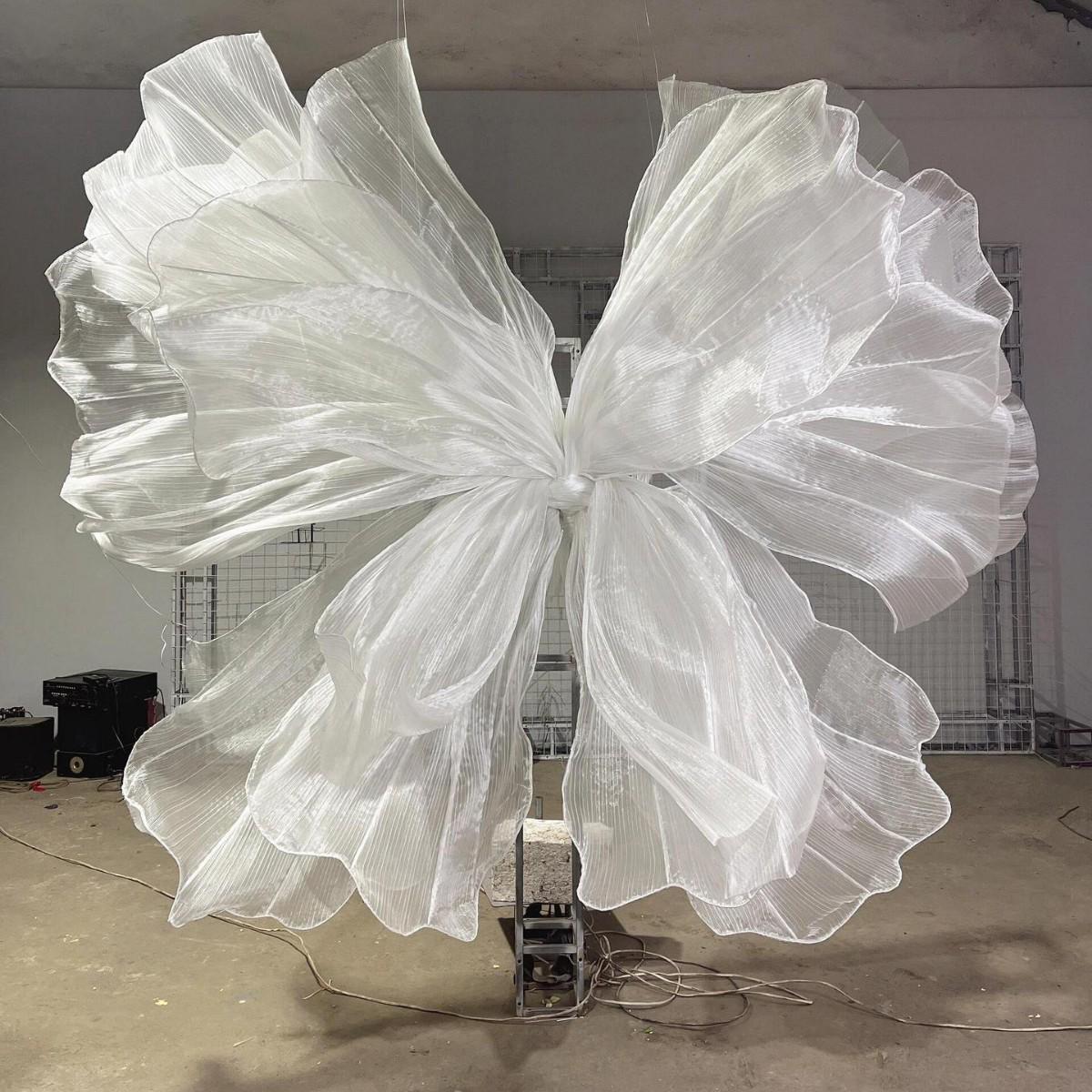 Large Silk Mesh Lotus Paper Art Flower - Photo Check-in Point Arrangement (Artificial Silk Flower)