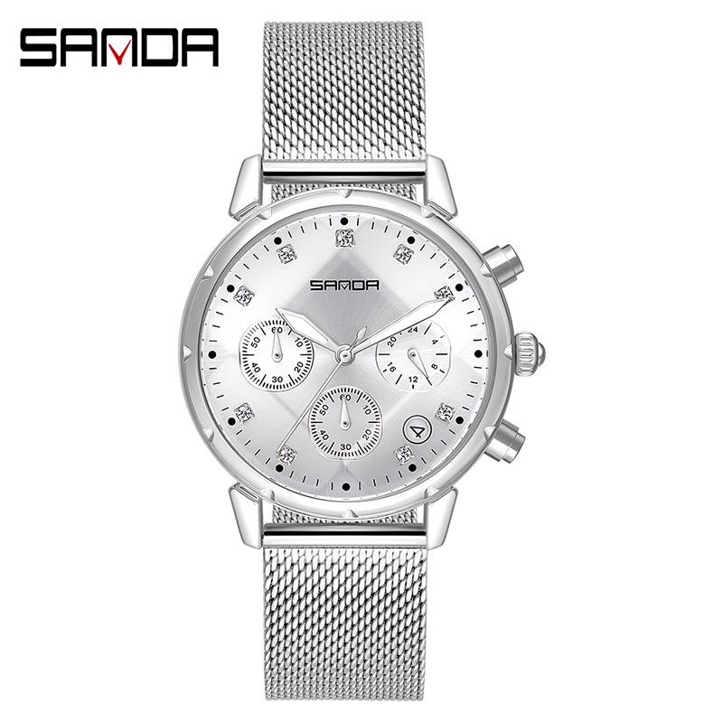 Sanda Women s Fashionable Diamond Mesh Strap Waterproof Watch