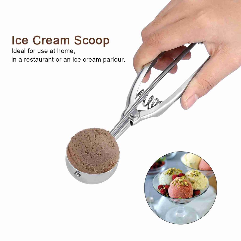 1PC Stainless Steel Trigger Ice Cream Scoop Easy Release Scoop for Ice Cream Fruit Cookie Dough