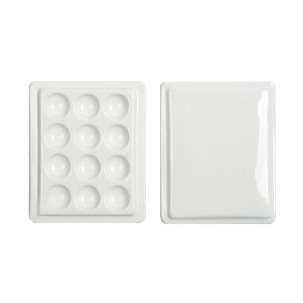12 Grid Watercolor Paint Palette Moisturizing With Cover Grid Palette Handmade White Porcelain Art Painting Tools Nail Salon