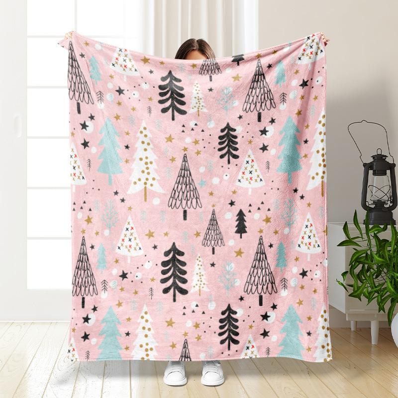 3D Christmas Elk Theme Flannel Throw Blanket Soft Lightweight Warm for Living Room Bedroom Bed Sofa Couch Kids Adults Gifts