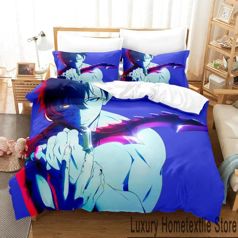 3D Print Anime Solo Leveling Bedding Set Duvet Cover Bed Set Quilt Cover Pillowcase Comforter King Queen Size Boys Adult Bedding