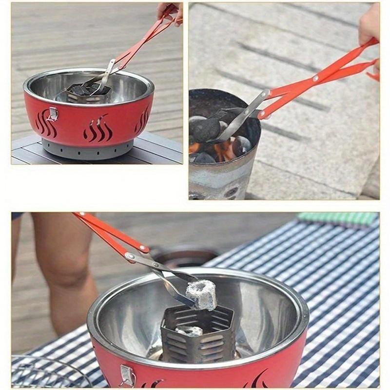 BBQ Charcoal Tongs Long Handle Aluminum Coal Clip Kitchen Grill Tongs Heat Resistant Barbecue Tool