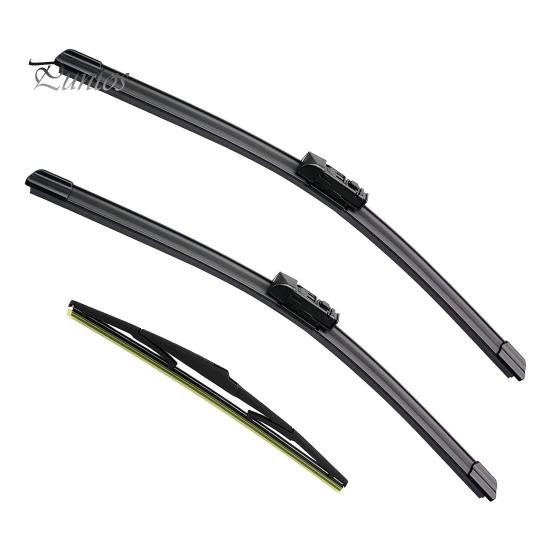 Natural Rubber Wiper Blades Car 3 Piece Set for Mazda CX-5 CX-9 Pre-2017/2017+, 24"+18"+14" Easy Installation Front and Rear Windshield Wipers, Silent