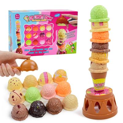 Children Simulation Ice Cream Food Kitchen Toys Ice Cream Stacking Tower Balance Game Pretend To Play Set Educational Toys Gifts