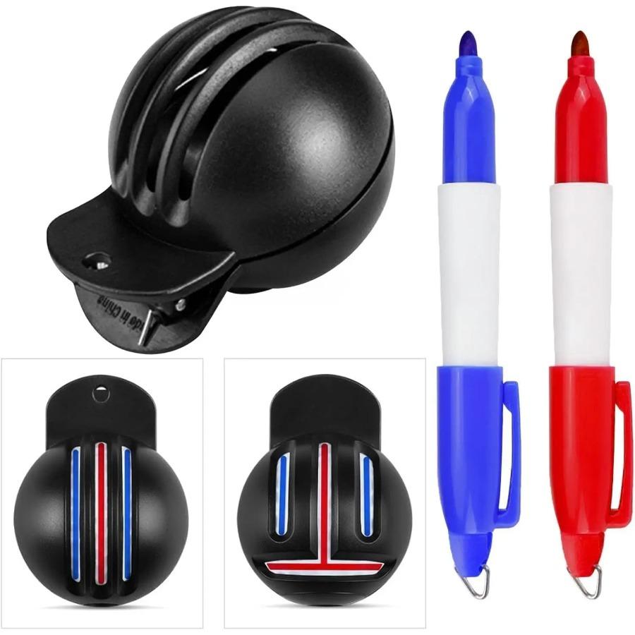 Marcatore per Palline da Golf Resistente allo Sbiadimento, Strumento Avanzato per Segnare le Palline da Golf | 1 Strumento di Allineamento con 2 Marcatori a Timbro per Palline da Golf, Pallina da Golf