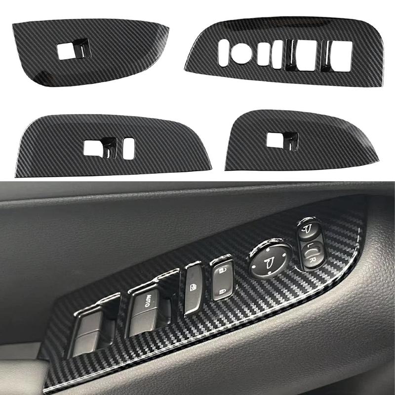 4pcs Car Window Glass Switch Lift Cover Trim for Honda HR-V HRV - Carbon Fiber Inner Armrest Cover Decoration