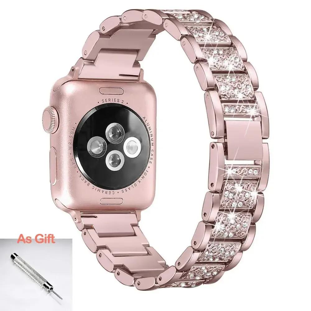 Bling Diamond Strap For Apple Watch Band 40mm 45mm 44mm 41mm 42mm 38mm Metal Belt For IWatch Series 7 SE 6 5 4 Ladies Bracelet