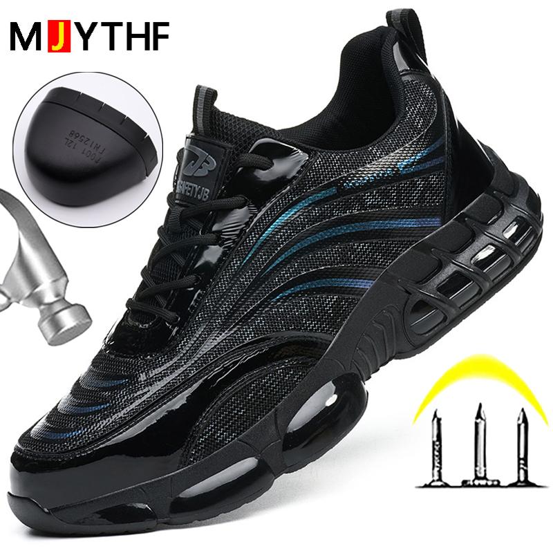 Fashion Men'S Sports Shoes Work Boots Steel Toe Shoes Puncture-Proof Safety Shoes Men Air Cushion Security Protection Shoes New