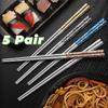 5 Pairs Dishwasher Safe Stainless Steel Dragon Patter Chopsticks Sushi Chopsticks  Restaurant