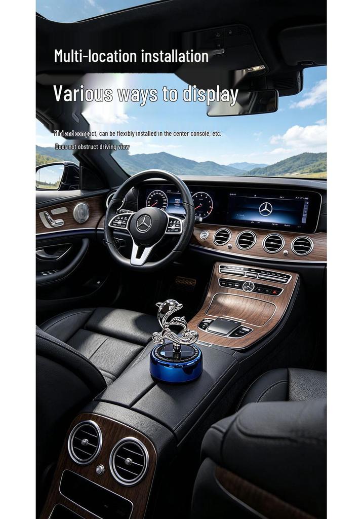 Dolphin Solar Car Air Freshener: Rotating Long-Lasting Perfume Ornament