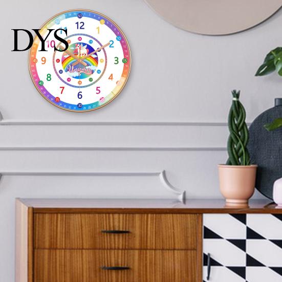 Bedroom Decor Wall Clock Colorful Silent Classroom Playroom Teach Time Child Telling Skills for Kids Room Learning to Tell
