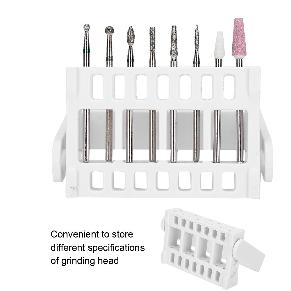 2pcs 16 Holes Nail Drill Bits Display Holders Stand Nail Grinding Head Storage BoxWhite